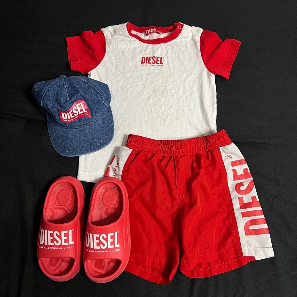 Diesel Red and White Kids Outfit Set